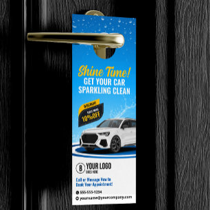 Affichette De Porte Lavage de voiture bleue, nettoyage automobile, lus