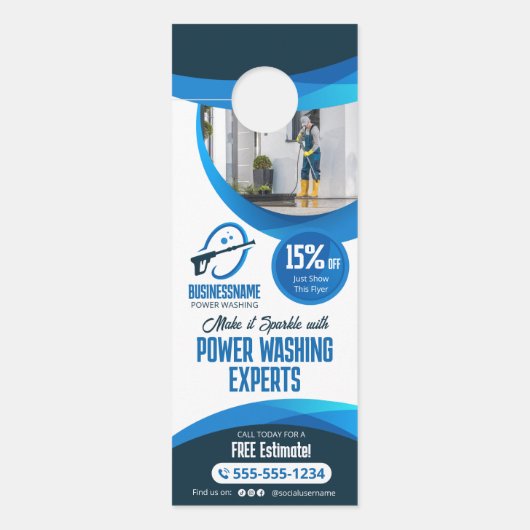 Affichette De Porte Lave-vaisselle à pression bleue (Devant)