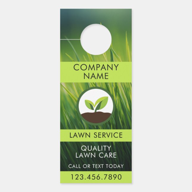 Affichette De Porte Lawn Care Landscaping Leaf Icon QR Code (Devant)