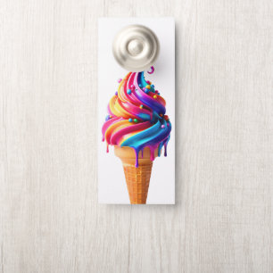 Affichette De Porte Le cône de glace classique vibrant de SlipperyJoe'