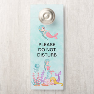 Affichette De Porte Les sirènes et les méduses sous la mer ne dérangen