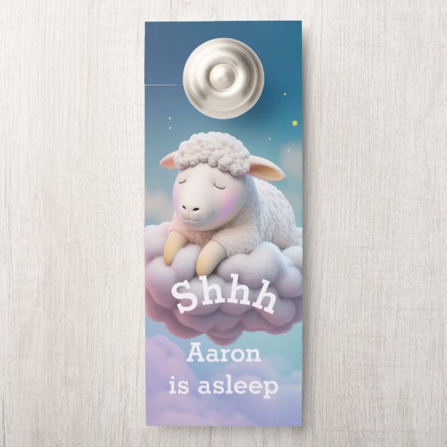 Affichette De Porte L'heure du dodo pour un agneau (Sur le bouton)