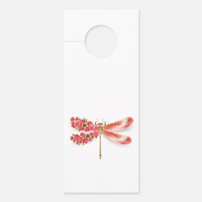 Affichette De Porte libellule de fleurs avec sakura de bijoux (Devant)