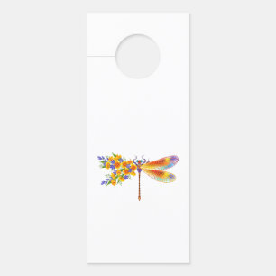 Affichette De Porte libellule de fleurs jaunes