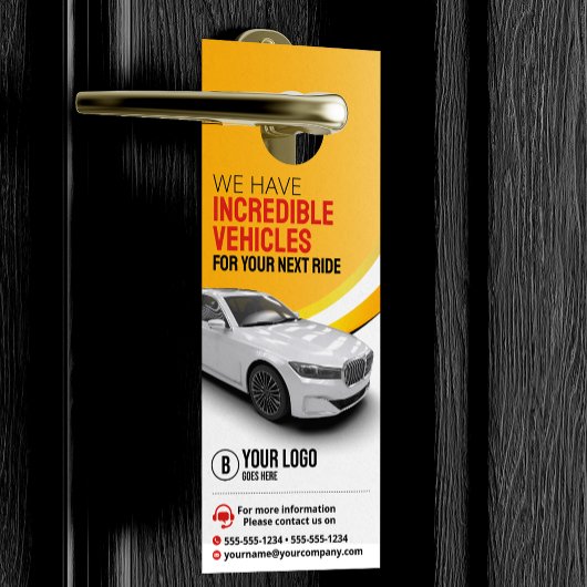 Affichette De Porte Location de voiture Jaune Professionnel Location d