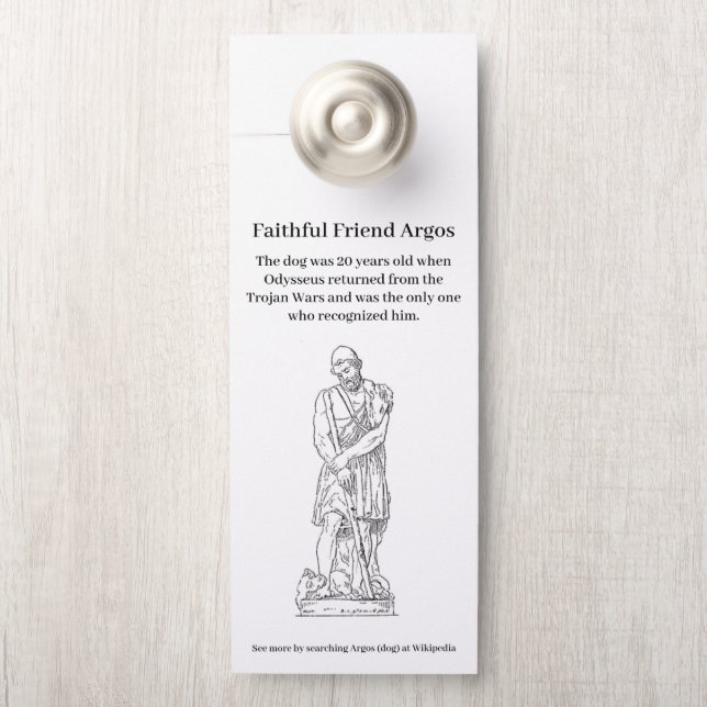 Affichette De Porte L'odyssée grecque d'Homère Argos le chien (Sur le bouton)