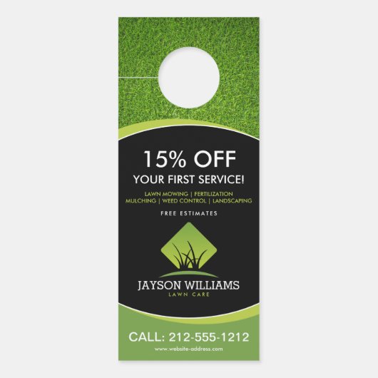 Affichette De Porte Logo moderne d'entretien de pelouse/d'aménagement  (Devant)