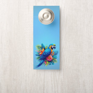 Affichette De Porte Macaw tropicale bleue et colorée