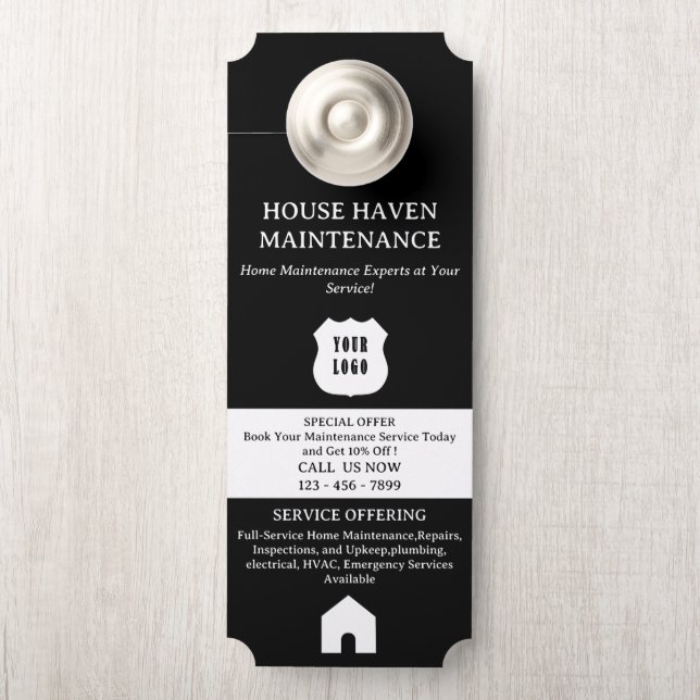 Affichette De Porte Maintenance résidentielle moderne (Sur le bouton)