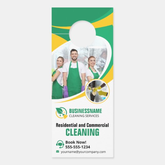 Affichette De Porte Maison Jaune Vert Nettoyage Maid Maid (Devant)