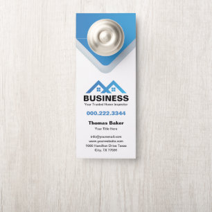 Affichette De Porte Maison Moderne à Toit Bleu Logo Immobilier
