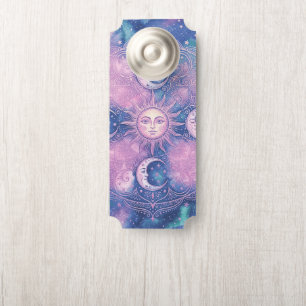 Affichette De Porte Mandala Galaxie Nébuleuse Soleil & Lune Céleste