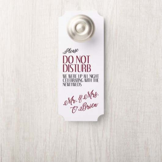 Affichette de porte mariage (Sur le bouton)