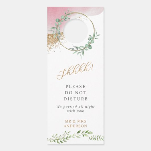 Affichette De Porte Mariage Bienvenue à la verdure dorée Ne pas dérang (Devant)