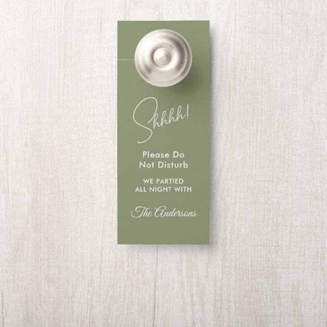 Affichette de porte Mariage blanc Sage Green (Sur le bouton)