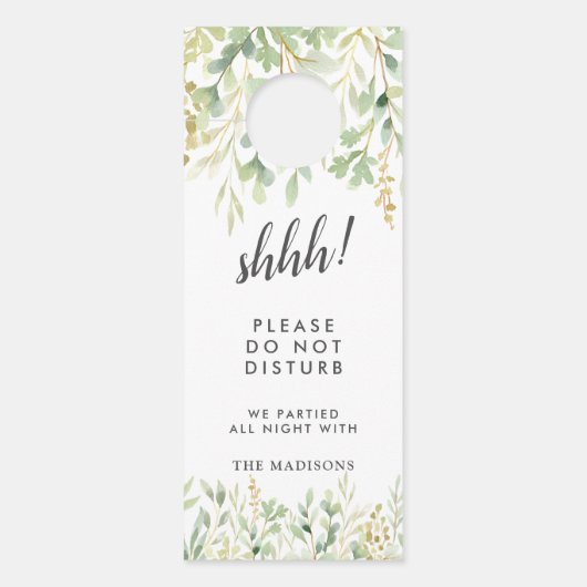 Affichette De Porte Mariage botanique du feuillage vert (Devant)