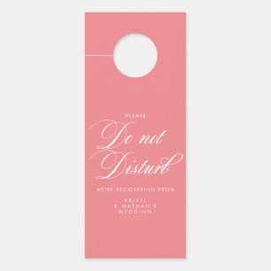 Affichette De Porte Mariage de script rose Élégant ne pas déranger sig