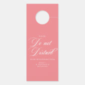 Affichette De Porte Mariage de script rose Élégant ne pas déranger sig (Dos)