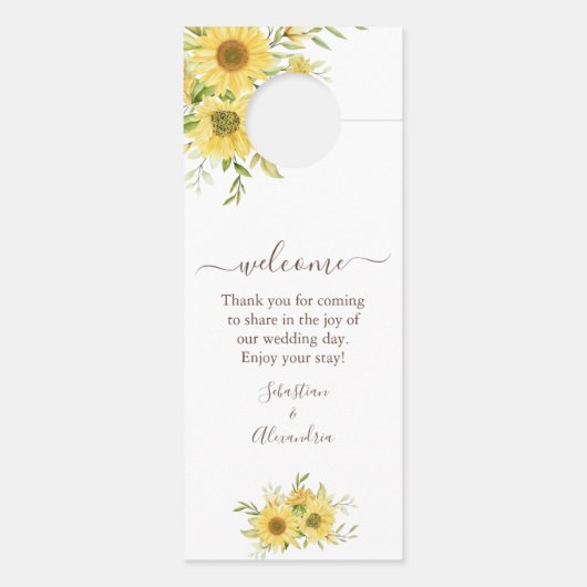 Affichette de porte Mariage de tournesol de printe (Dos)