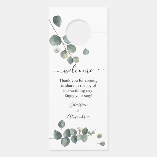 Affichette de porte Mariage Eucalyptus Greenery (Dos)