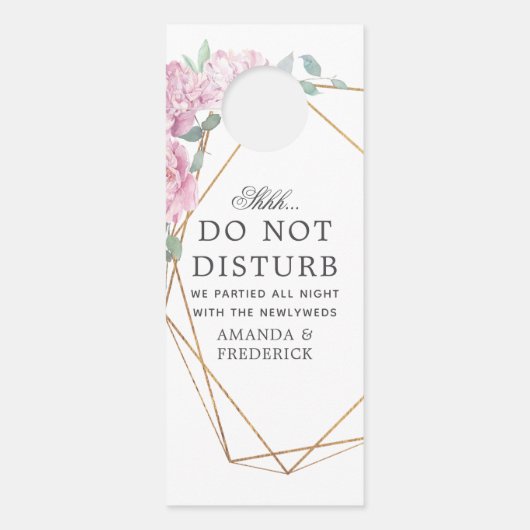 Affichette De Porte Mariage floral Pastel Peonies géométriques (Devant)