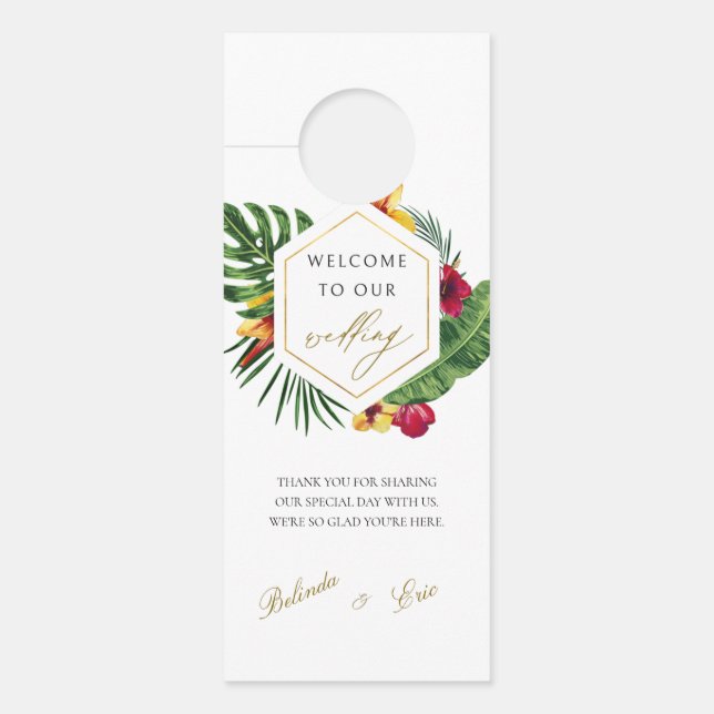 Affichette de porte Mariage Gold Tropical (Devant)
