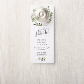 Affichette De Porte Mariage moderne Eucalyptus Accueil Ne Disturbez Pa (Sur le bouton)