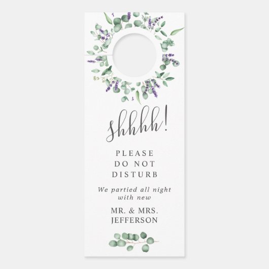 Affichette De Porte Mariage moderne Eucalyptus Accueil Ne Disturbez Pa (Devant)