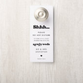 Affichette De Porte Mariage noir & blanc rétro élégant Ne pas déranger (Sur le bouton)