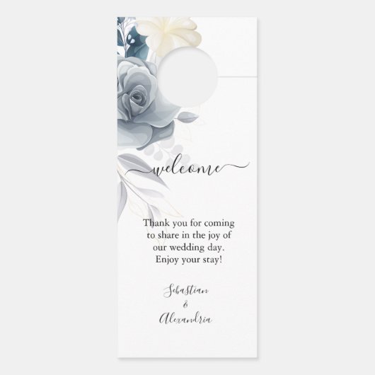 Affichette de porte Mariage Rose aquarelle (Dos)