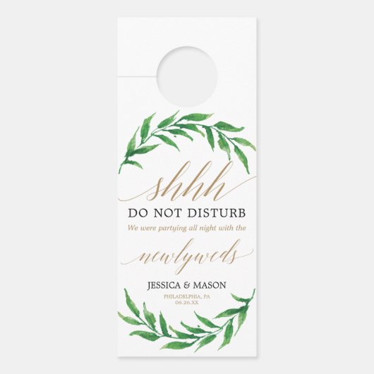 Affichette de porte Mariage vert - Ne pas déranger (Devant)