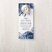 Affichette De Porte Marine et blanc avec Mariage à huile d'argent (Sur le bouton)