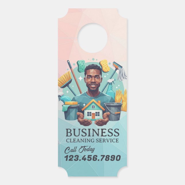 Affichette De Porte Modern House Cleaning Maid Service Housekeeping (Devant)