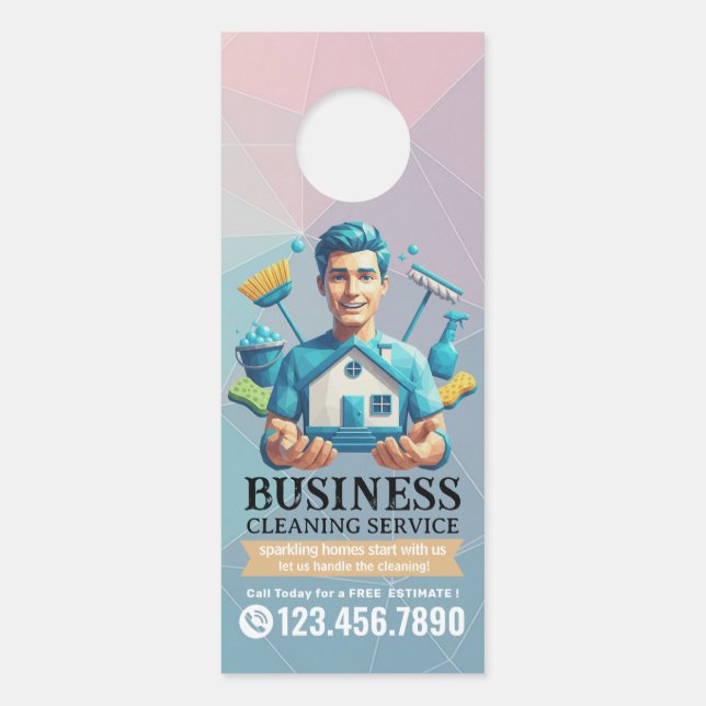 Affichette De Porte Modern House Cleaning Maid Service Housekeeping (Devant)