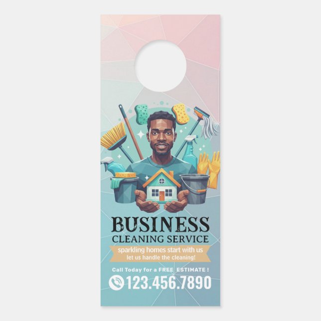 Affichette De Porte Modern House Cleaning Maid Service Housekeeping (Devant)