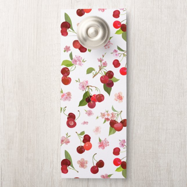 Affichette De Porte Motif cerise 1 (Sur le bouton)