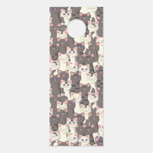 Affichette De Porte Motif de chats blancs et gris