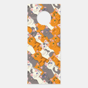 Affichette De Porte Motif en diagonale du chat noir blanc gingembre