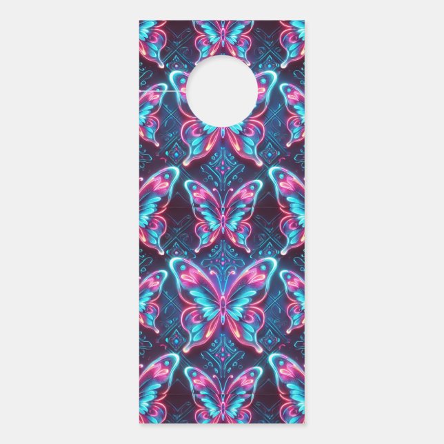 Affichette De Porte Motif papillon néon (Devant)