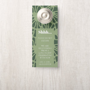 Affichette De Porte Motif sans couture de corail floral abstrait vert