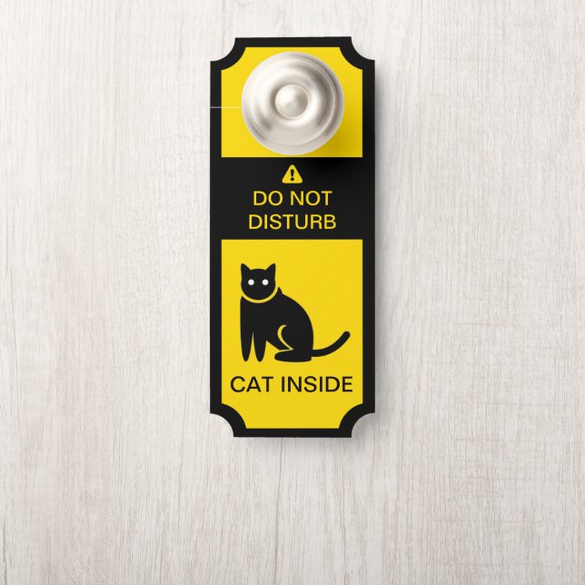Affichette De Porte Ne pas déranger Attention Chat à l'intérieur (Sur le bouton)