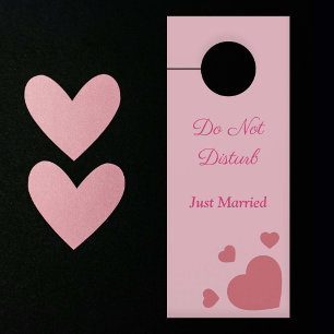 Affichette De Porte Ne pas déranger - Juste marié avec les coeurs