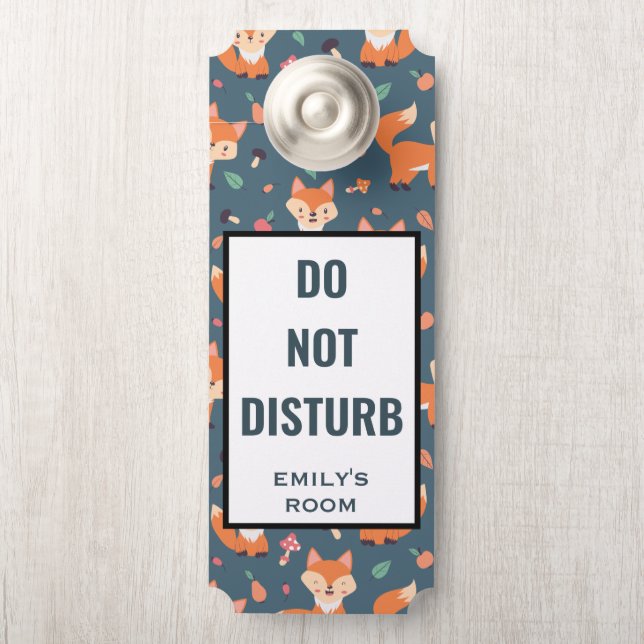 Affichette De Porte Ne pas déranger mignon Orange Fox Motif animal (Sur le bouton)