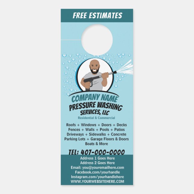 Affichette De Porte Nettoyage et lavage sous pression personnalisables (Devant)