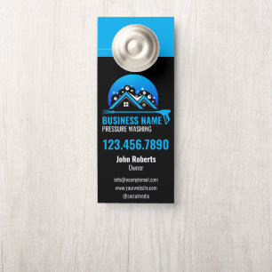 Affichette De Porte Nettoyage Haute Pression Professionnel Bleu Noir