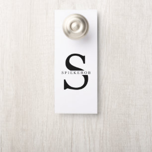 Affichette De Porte Noir minimaliste moderne Nom personnalisé
