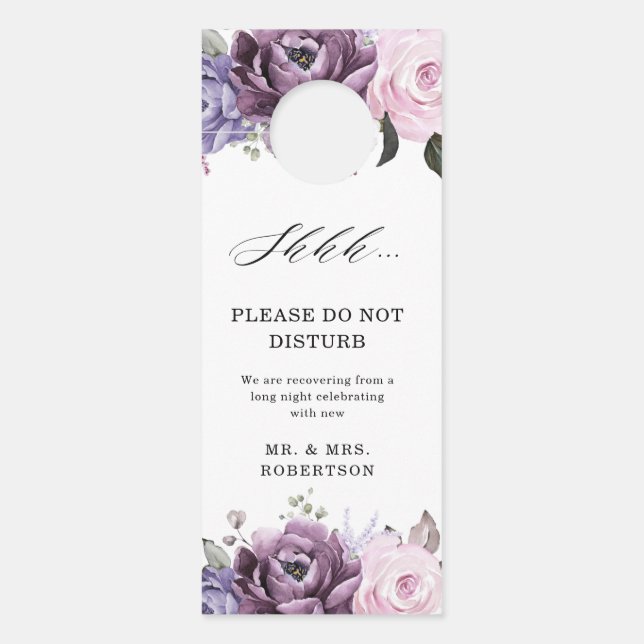 Affichette De Porte Nuances de pourpre Dusty fleurs Moody Floral Maria (Devant)