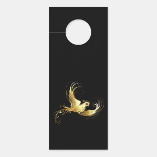 Affichette De Porte Oiseau doré sur fond noir