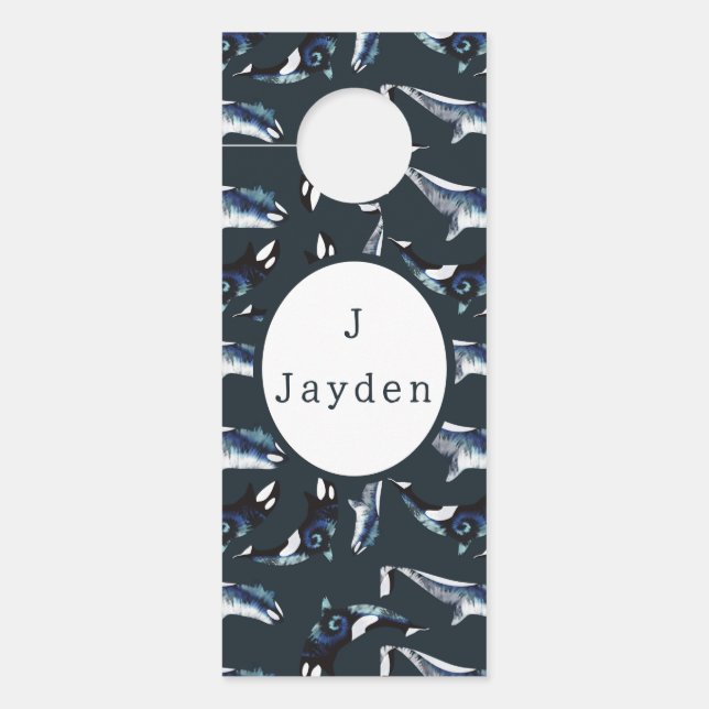 Affichette De Porte Orca Baby Boy Turquoise (Devant)