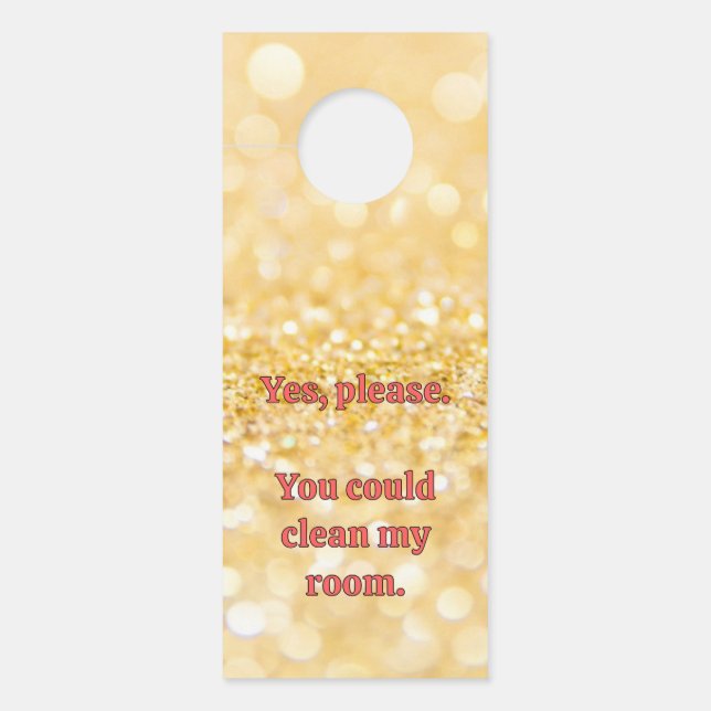 Affichette De Porte Paillettes dorées (Devant)